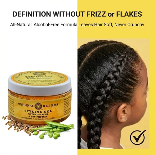 Vista 4 de Original Blends - Gel de peinado natural para el cabello con linaza y proteína de soja, sin descamación, fijación firme o ligera para todo