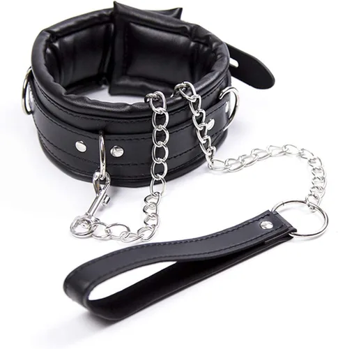 Vista 4 de Lakevill Canada Gargantilla de cuero suave collar de gargantilla de cuero ajustable con cadena para hombres y mujeres color negro Cuero sintético No