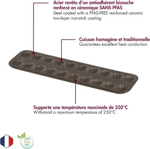 Vista 3 de Gobel - Non-Stick 20 Small Madeleines Baking Sheet - 15.6 in x 4.9 in x 0.5 in - Made in France