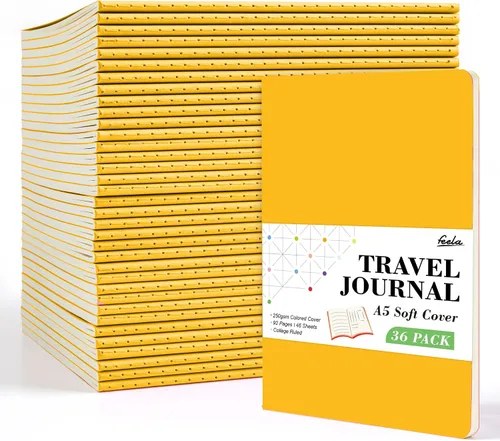 Vista 20 de feela - Paquete de 36 diarios de tapa suave a granel, diario de viaje con forro en blanco para mujeres y hombres, cuadernos con rayas universitarias
