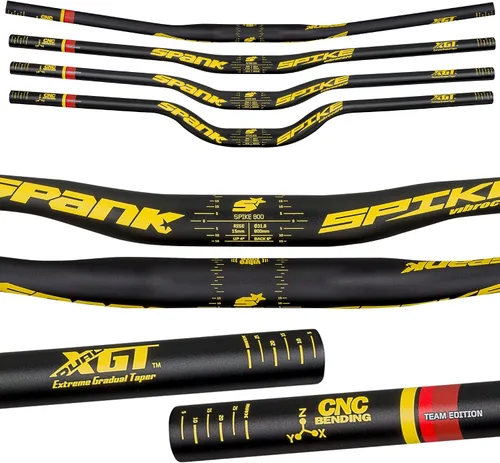 Vista 2 de Spank Spike 800 Vibrocore - Manillar de bicicleta de montaña, manillar de aleación de aluminio, 30R (negro amarillo) manillar de bicicleta