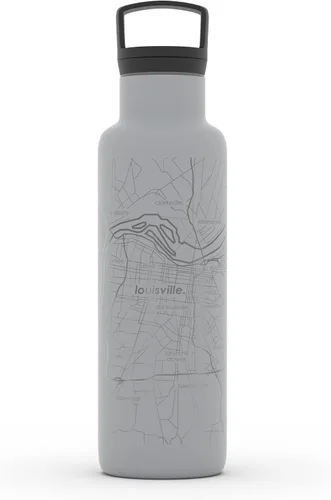 Vista 155 de Well Told Botella de agua aislada con mapa de Washington DC grabado, botella de acero inoxidable grabada (21 onzas, blanco) botella aislada de mapa