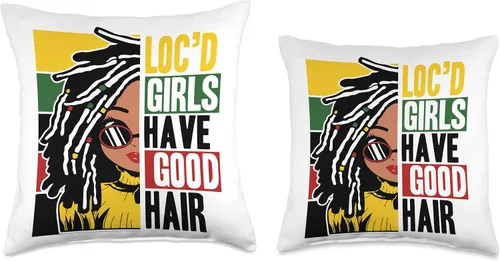 Vista 3 de Locs Afro Dreadlocks Love Beauty Hair Loc'd Good Hair Black American African Girl Throw Pillow, 16x16, Multicolor