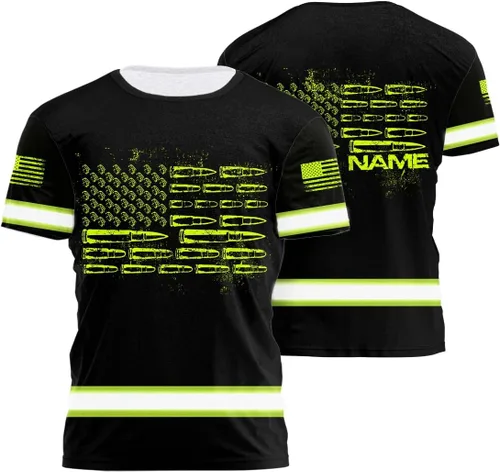 Vista 15 de Camisa de alta visibilidad para hombre, camisas de seguridad reflectantes con nombre personalizado para patriota, patriótico, veterano, militar