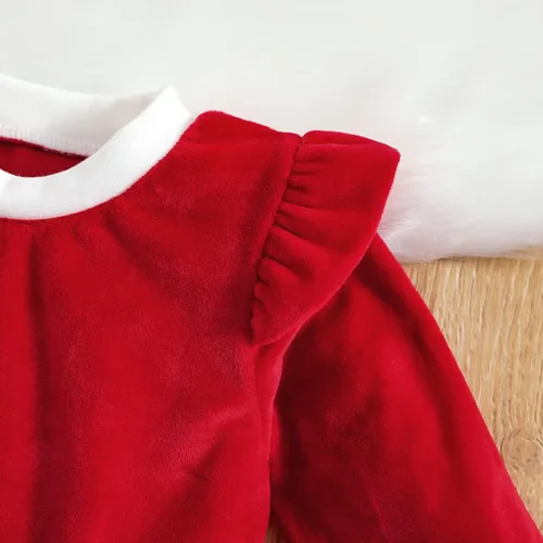 Vista 33 de Mameluco de Navidad para niñas recién nacidas, falda de malla de terciopelo rojo, traje de primera Navidad, regalo de Navidad
