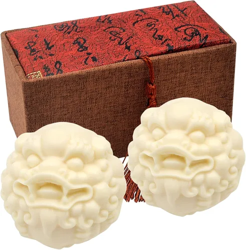 Vista 8 de Bola Baoding de 1.6 pulgadas tallada a mano Pixiu Zodiac Herramienta de ejercicio de mano de madera (zodiaco chino (madera de pera amarilla), 1.9 x