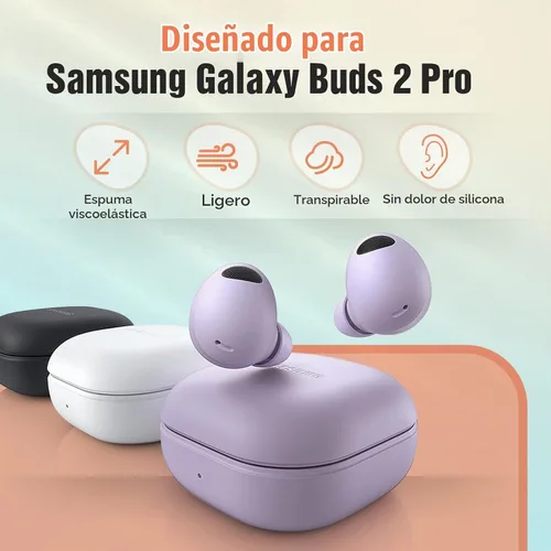Vista 2 de Puntas de espuma viscoelástica para Samsung Galaxy Buds 2 Pro, sin dolor de silicona en las orejas, almohadillas de repuesto antideslizantes, cabe