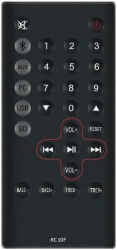 Vista 2 de RC30F - Mando a distancia de repuesto compatible con sistema de barra de sonido Edifier