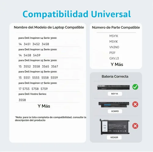 Vista 4 de Batería mejorada M5Y1K de 62 Wh para Dell Inspiron 15 3000 5000 Series
