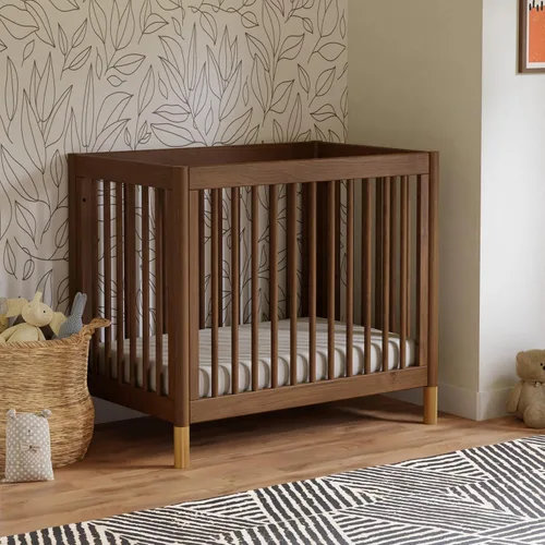 Vista 7 de Babyletto Gelato 4-in-1 Mini Crib, Natural Walnut and Brushed Gold Feet