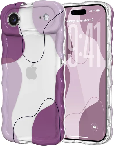 Vista 53 de DEFBSC Funda para iPhone 15 con bonito diseño ondulado, color negro