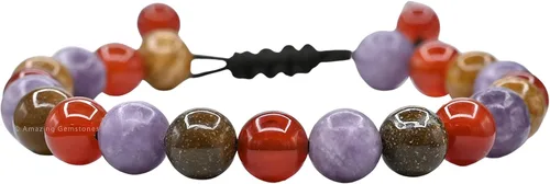 Vista 45 de Amazing Gemstone Pulsera de control de ira – Howlita Amazonita Lava Juego de pulseras para hombres y mujeres, curativa, calmante, ansiedad, alivio