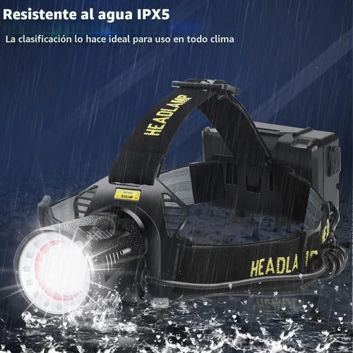 Vista 5 de Aikertec Linterna de cabeza recargable, linterna de cabeza súper brillante para adultos con sensores de movimiento, 7 modos, con zoom, linterna