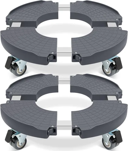 Vista 10 de W B D WEIBIDA Soporte para plantas con ruedas, resistente, base ajustable de rodillo para macetas de 15 a 21 pulgadas, organizador de macetas Negro