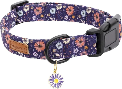 Vista 19 de Faygarsle Collar de perro floral para niñas y perras, collar suave y elegante para mascotas con diseño de flores, collar negro ideal para perros
