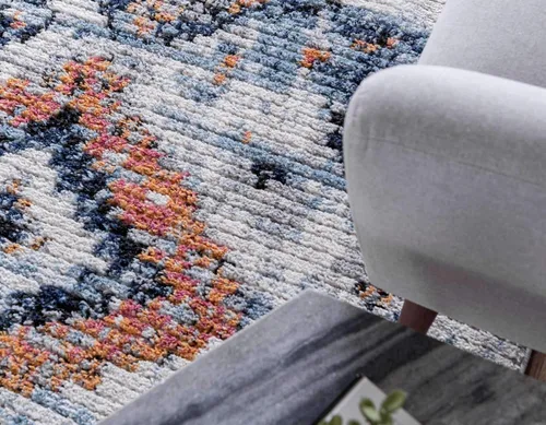 Vista 6 de Unique Loom Morocco Collection Medallion, alfombra abstracta (2 pies 2 pulgadas x 3 pies 0 rectangular, marfil/azul)
