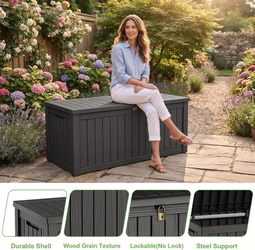 Vista 7 de Caja de cubierta de 200 galones con cerradura, impermeable Negro