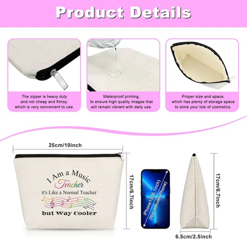 Vista 2 de Regalo para profesores de música para amantes de la música, bolsa de maquillaje, guitarra, regalos para profesores, regalos de San Valentín