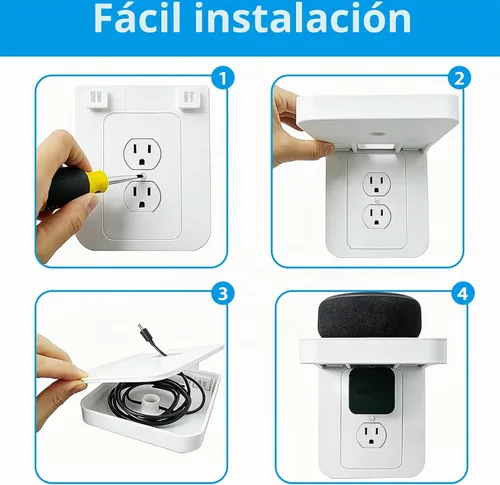 Vista 5 de Soporte de Estante para Enchufe Compatible con Receptáculo Dúplex, Decoración de Baño, Gestión de Cables, Una Solución de Ahorro de Espacio, Homepod