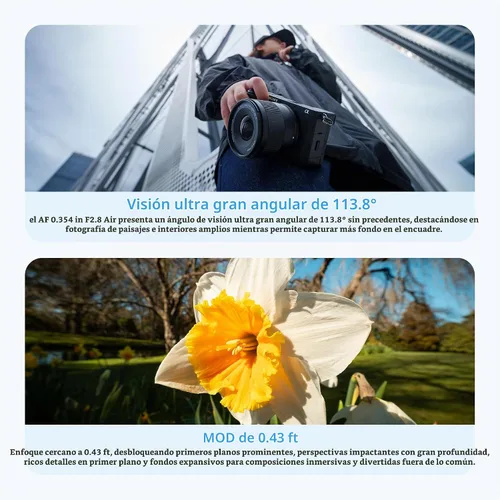Vista 4 de Viltrox AF 9mm F2.8 Air APS-C lente para Sony E Mount, lente STM de enfoque automático de retrato de gran angular ultra amplio de 113.8° compatible