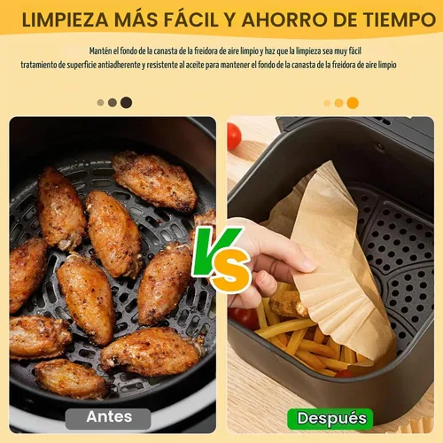 Vista 4 de 375 forros de papel para freidora de aire, cuadrados de 8 pulgadas, desechables, papel pergamino resistente para freidora de aire de 5 a 8 cuartos