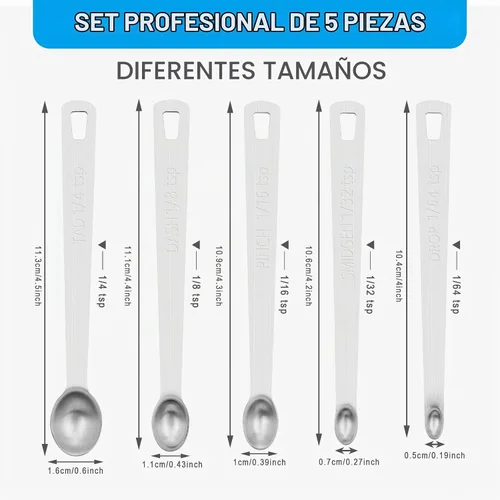 Vista 2 de Juego de Mini Cucharas Medidoras, Cucharas Medidoras de Acero Inoxidable de Alta Resistencia para Cocinar y Hornear, Cuchara de Mesa y Cuchara de Té