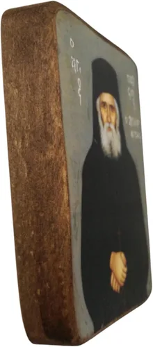 Vista 4 de Icono de madera griego cristiano ortodoxo madera de San Paisios / A0