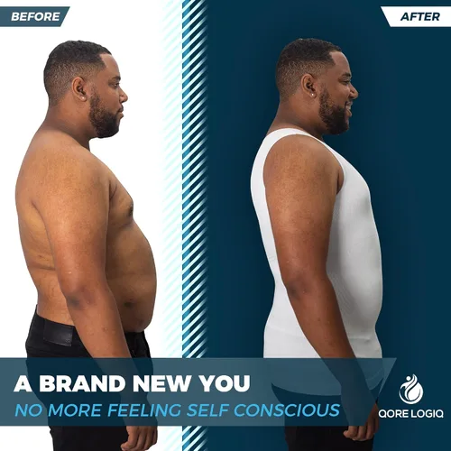 Vista 2 de QORE LOGIQ Gynecomastia - Camisas de compresión para hombre, camiseta sin mangas adelgazante, moldeador de cuerpo, fajas para hombres, brasier