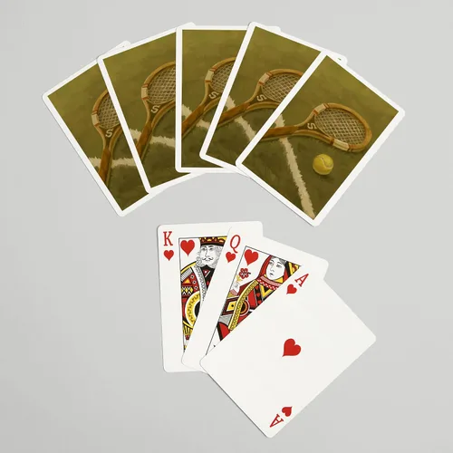 Vista 7 de Lantern Press Raqueta de tenis, pintura al óleo (52 cartas de juego, baraja de cartas de tamaño póker con comodines)