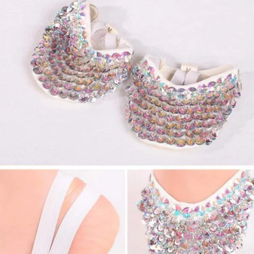 Vista 4 de Exceart - 1 par de zapatos de baile de piruette estilo contemporáneo con media suela de cristal elástico para ballet jazz niñas y mujeres talla S