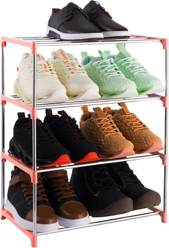 Vista 11 de Estante de zapatos pequeño apilable de 3 niveles, organizador de almacenamiento ligero para entrada, pasillo y armario (negro)