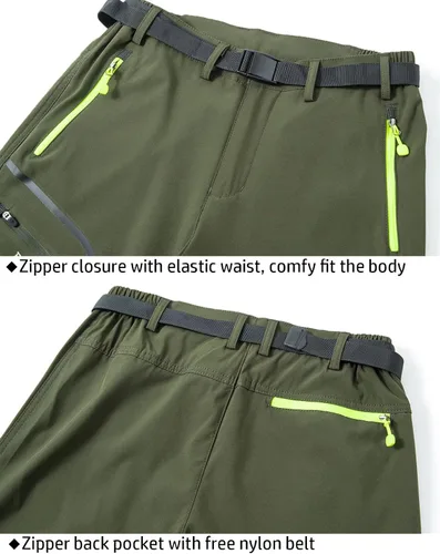 Vista 4 de CARWORNIC Pantalones de senderismo ligeros para hombre, de secado rápido, impermeables, con bolsillos con cremallera