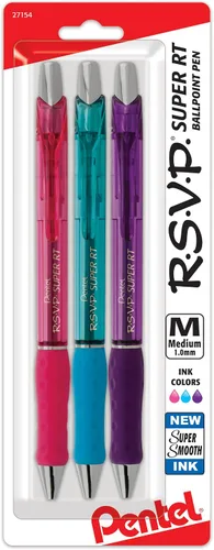 Vista 18 de Pentel RSVP Bolígrafo retráctil súper suave, surtido, paquete de 8 (BX480BP8M)