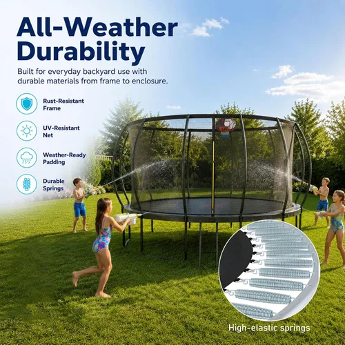 Vista 5 de SkyBound Trampolín grande de 10 pies, 12 pies, 14 pies, 15 pies, 16 pies, para exteriores, patio trasero, trampolines aprobados por ASTM para niños