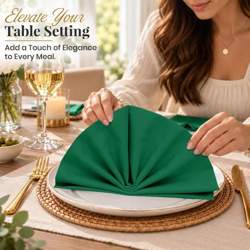 Vista 4 de Ruvanti - Servilletas de tela, paquete de 6, de 45 x 45 centímetros, 100% algodón, lavables, suaves y absorbentes, perfectas para bodas, Navidad