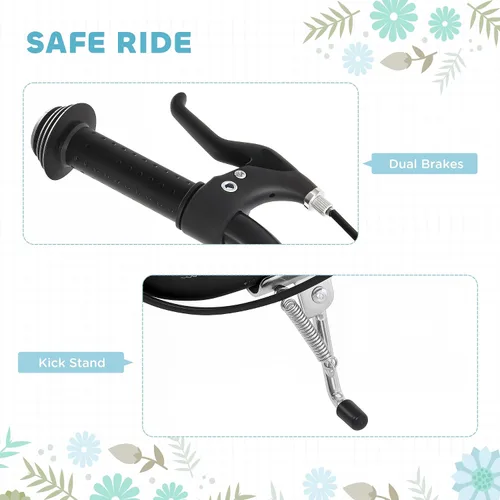 Vista 6 de Aosom Patinete con Frenos Duales de Pinza Delanteros y Traseros, Patinete de Ruedas Grandes para Edades 5+, Rueda Delantera Inflable de 12 Pulgadas