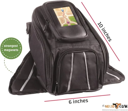 Vista 2 de The Nekid Cow Bolsa de tanque de motocicleta impermeable con bolsa magnética para tanque de gas resistente y resistente, cubierta de lluvia negra