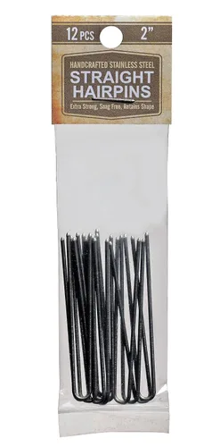 Vista 12 de Horquillas rectas de acero inoxidable resistentes y sin enganches hechas a mano (negro, 2 pulgadas)