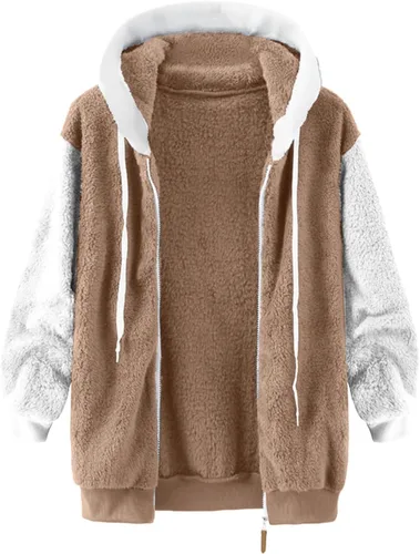 Vista 5 de Cbcbtwo Fuzzy Fleece Jacket for Women Plus Size Warm Winter Coats Fluffy Sherpa Hoodie Zip up Casual Cardigan Outerwear