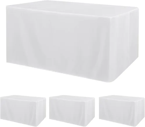 Vista 31 de Obstal Paquete de 2 manteles negros ajustables para mesas rectangulares de 4 pies, resistente al agua, lavable, tela de poliéster