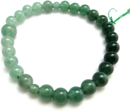 Vista 3 de Pulsera de piedra de gradación de jade indio de cuarzo aventurina verde para mujer brazalete elástico Kyoto meditación yoga pulsera regalos para ella