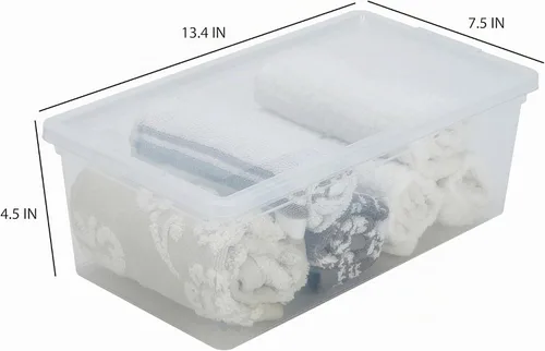 Vista 3 de Simplify Contenedores de almacenamiento con tapas. Dimensiones: 13.23 x 7.5 x 4.5 pulgadas Paquete de 6 Apilables Contenedores encajables