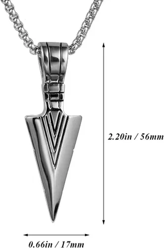 Vista 5 de STARCHENIE Collar con colgante de punta de flecha de acero inoxidable para hombre