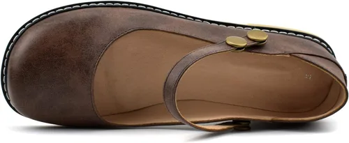 Vista 5 de 100FIXEO Women Buckle Ankle Strap Mary Jane Flat Shoes
