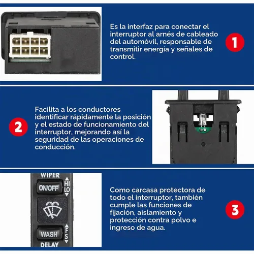 Vista 5 de Waltyotur Reemplazo de control del interruptor del limpiaparabrisas para Columbia & Coronado 2000-2017, botón, negro