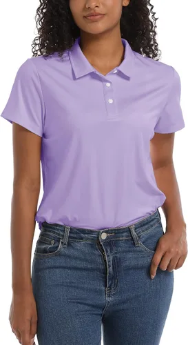 Vista 4 de TACVASEN Camisas polo para mujer, con protección solar UPF 50+, manga corta, secado rápido, cuello de 3 botones, ligeras