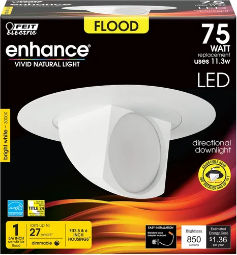 Vista 2 de FEIT LEDR56SCP/930CA 850 Lumen 3000K Kit de reacondicionamiento regulable ajustable de 5/6 pulgadas