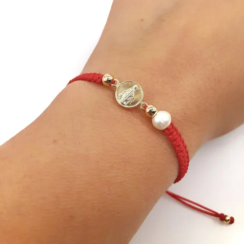 Vista 6 de Virgin Mary Medal Red String Bracelet for Women