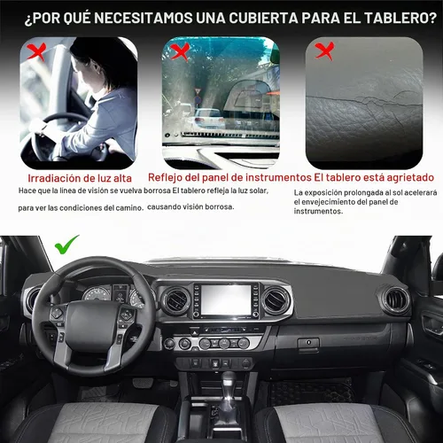 Vista 3 de Cubierta para salpicadero para accesorios Toyota Tacoma 2016-2022 2023, alfombrilla para salpicadero, alfombrilla para consola central, alfombrilla