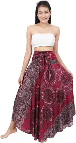 Vista 2 de Banjamath Falda larga estilo bohemio gitano bohemio hippie para mujer